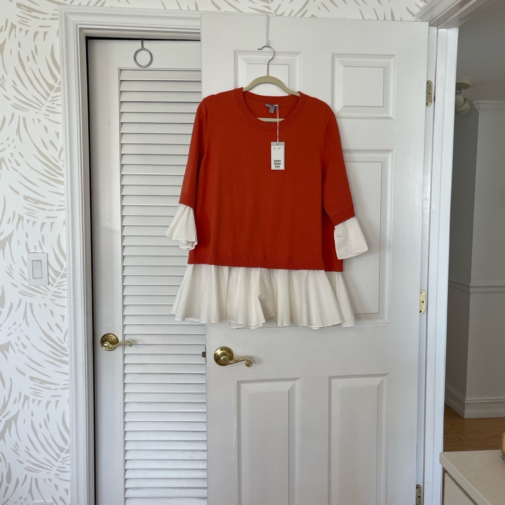 Women's Orange Sweater with White Accents